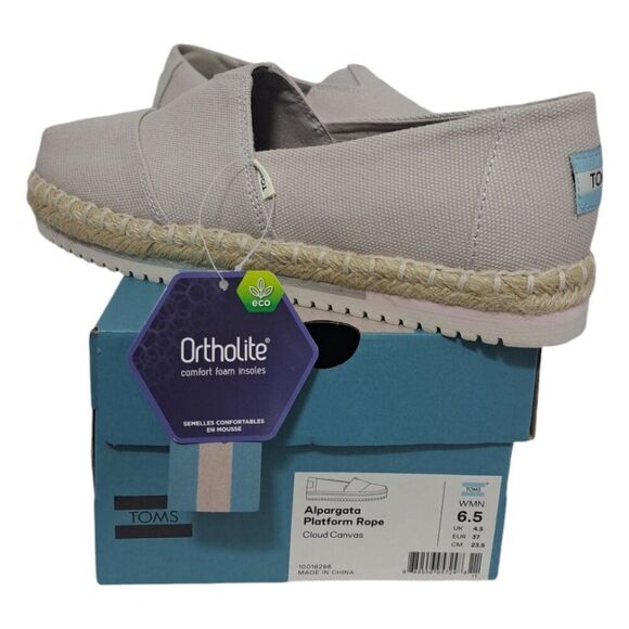 Toms Women's Sand Canvas Platform Espadrille Summer Vacation Resort Travel  6.5 - Picture 8 of 9